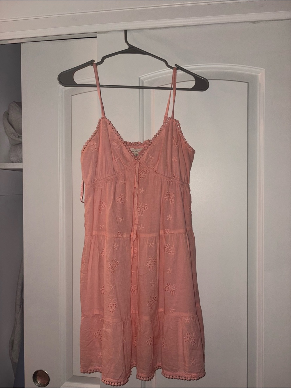 Peach Eyelet Spaghetti Strap Sundress